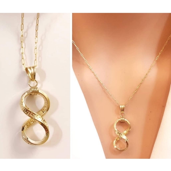 Authentic Real 18k Solid Yellow Gold Brand Inspired Infinity Pendant - Picture 2 of 6
